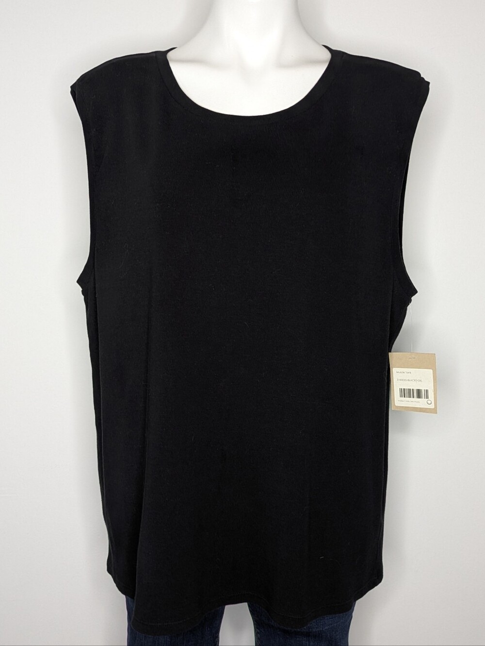 NWT For Days Black Cotton Blend Sleeveless Muscle Tank XL